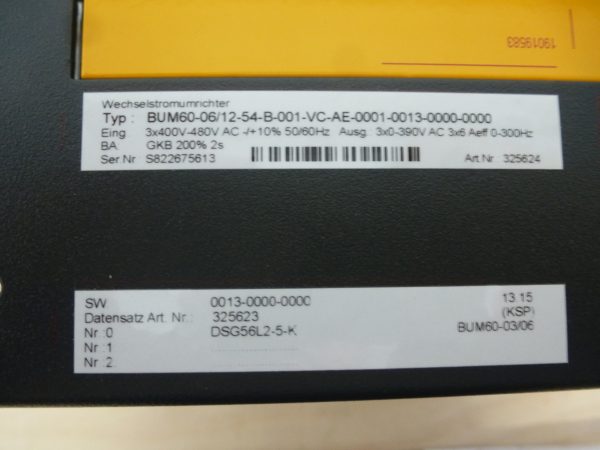 00325624 - Umrichter Typ BUM 60-06/12-54-B-001/VC-AE-0001-0013